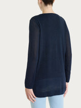 Cardigan con bottoni in Crêpe Lurex Blu Donna - Ragno