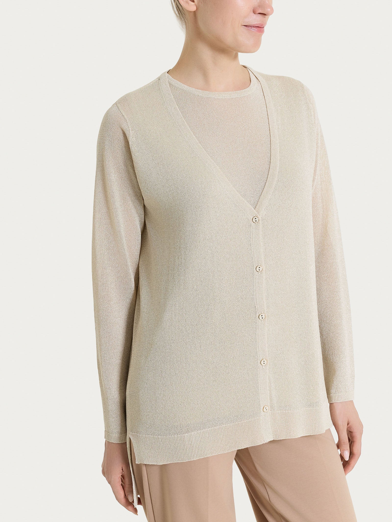 Cardigan con bottoni in Crêpe Lurex Bianchi Donna - Ragno