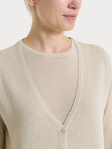 Cardigan con bottoni in Crêpe Lurex Bianchi Donna - Ragno