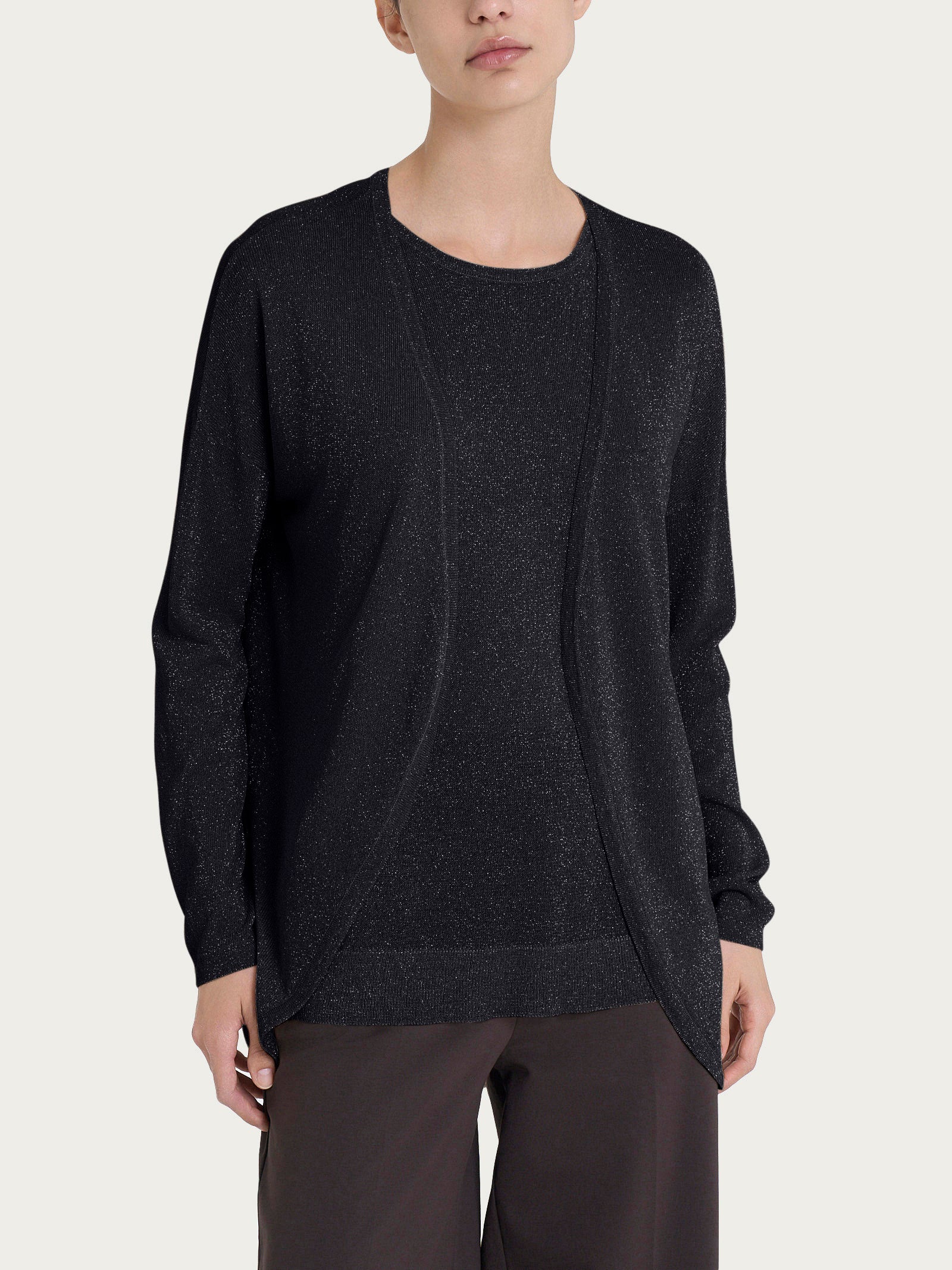 Cardigan in Crêpe Lurex Neri Donna - Ragno