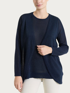 Cardigan in Crêpe Lurex Blu Donna - Ragno