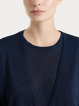 Cardigan in Crêpe Lurex Blu Donna - Ragno