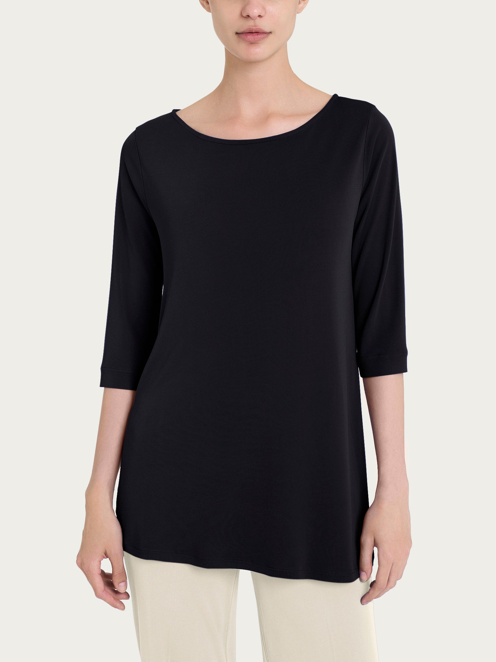 Maglia manica 3/4 in Crêpe Satin Neri Donna - Ragno
