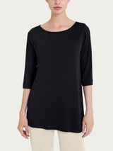 Maglia manica 3/4 in Crêpe Satin Neri Donna - Ragno