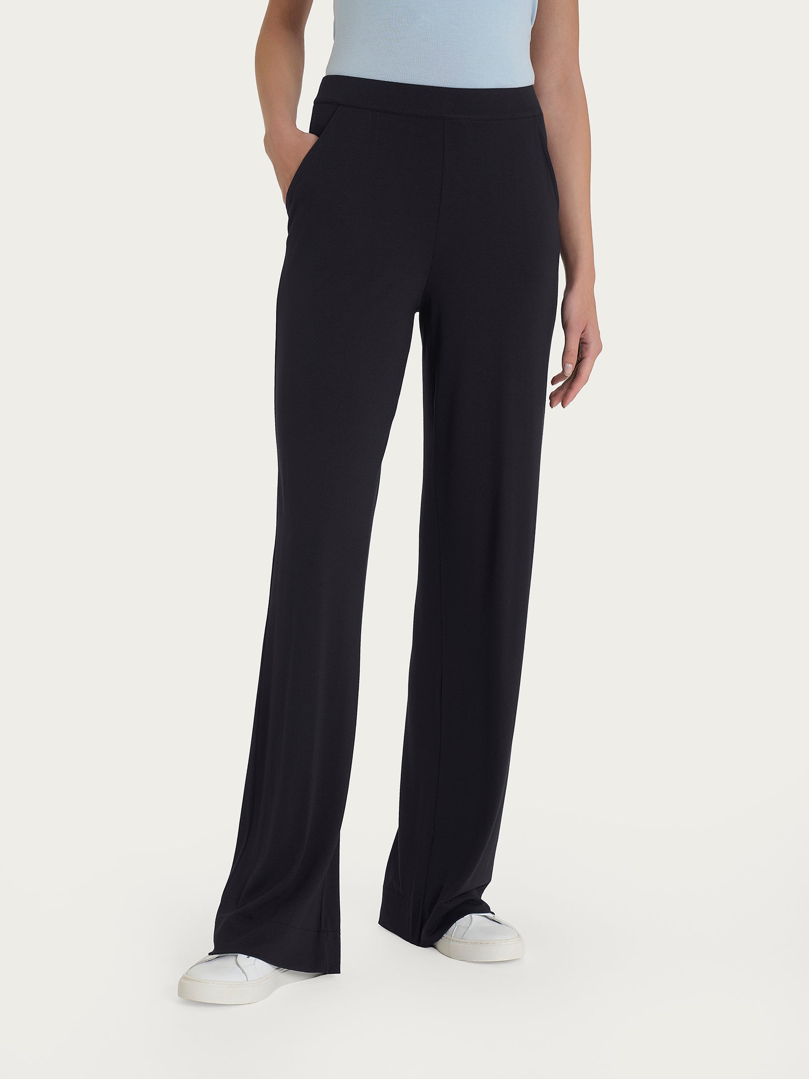 Pantalone ampio con tasche in jersey di viscosa crêpe Neri Donna - Ragno