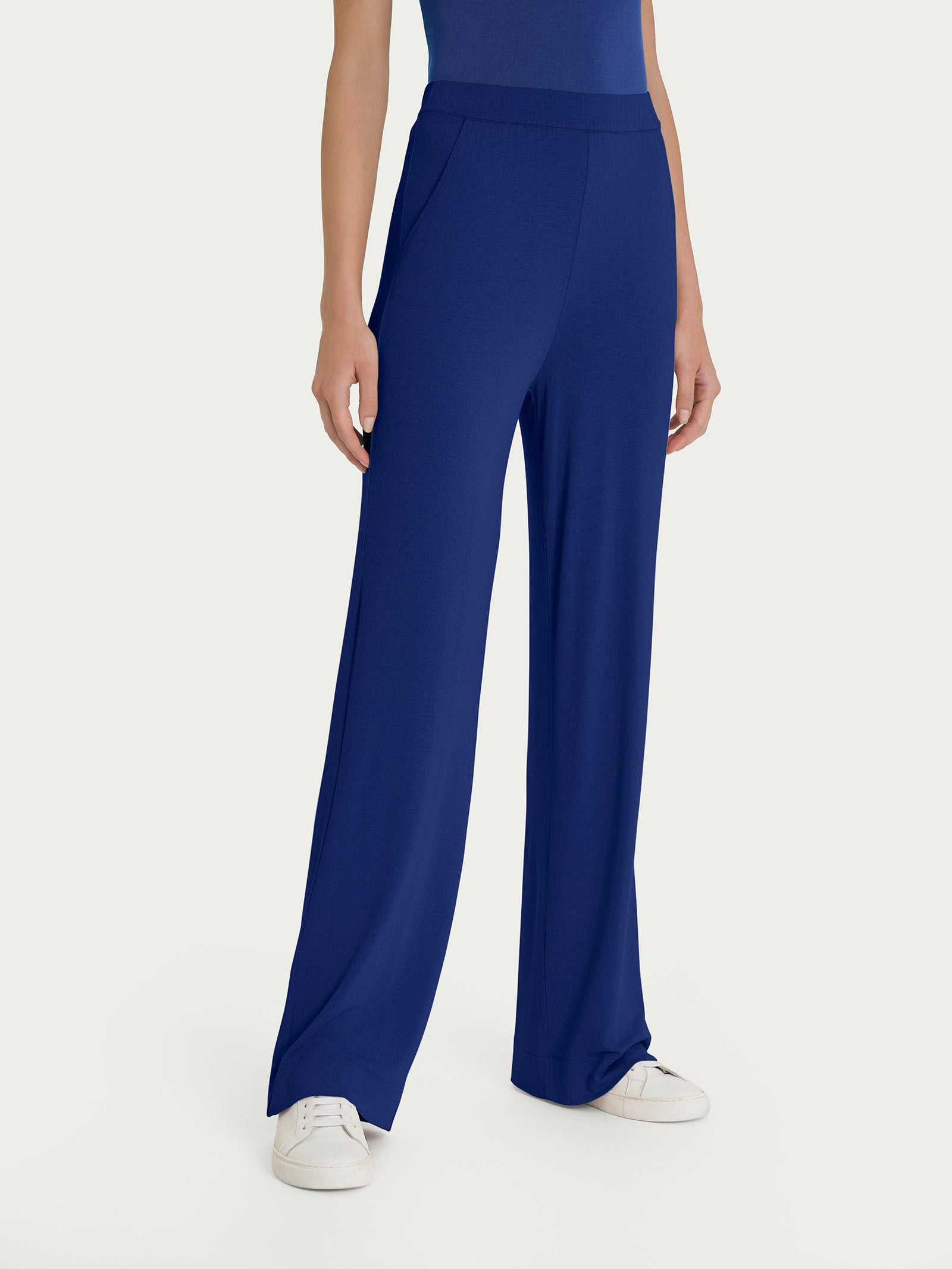 Pantalone ampio con tasche in jersey di viscosa crêpe Blu Donna - Ragno