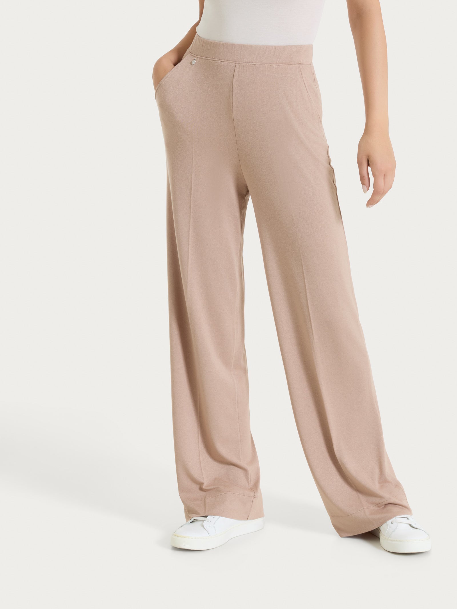 Pantalone ampio con tasche in jersey di viscosa crêpe Marroni Donna - Ragno