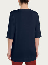 Maglietta con manica 3/4 in jersey di viscosa crêpe Blu Donna - Ragno