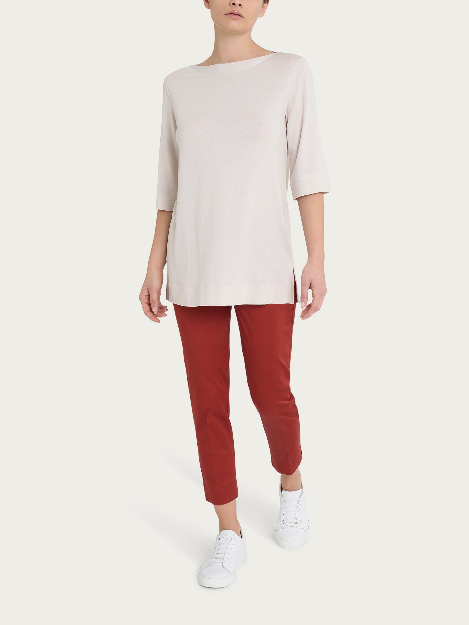 Maglietta con manica 3/4 in jersey di viscosa crêpe Bianchi Donna - Ragno