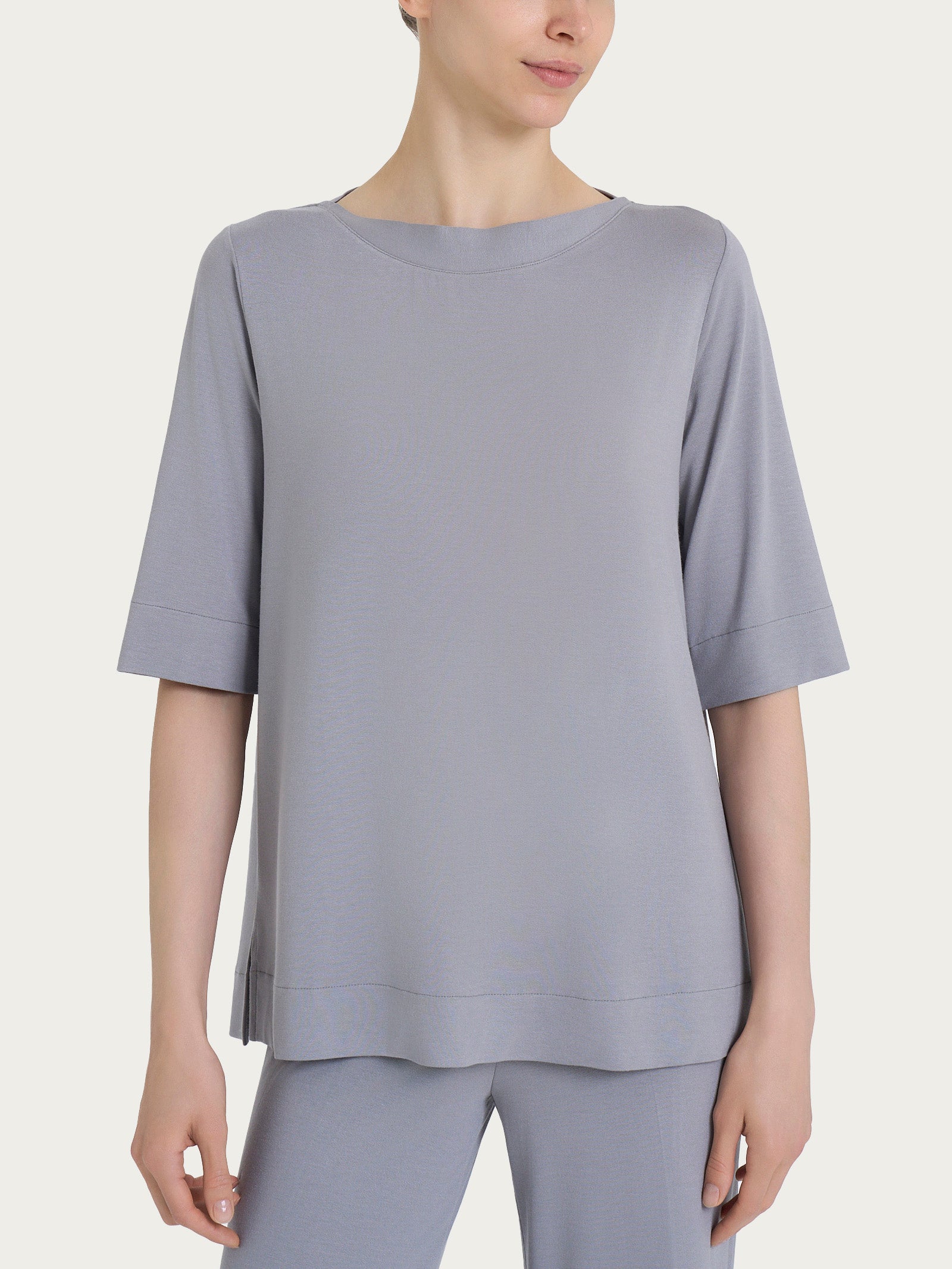 Maglietta con manica 3/4 in jersey di viscosa crêpe Grigi Donna - Ragno
