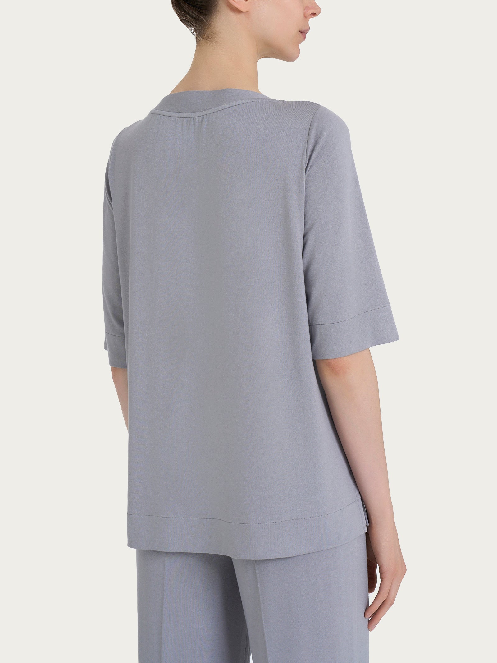 Maglietta con manica 3/4 in jersey di viscosa crêpe Grigi Donna - Ragno