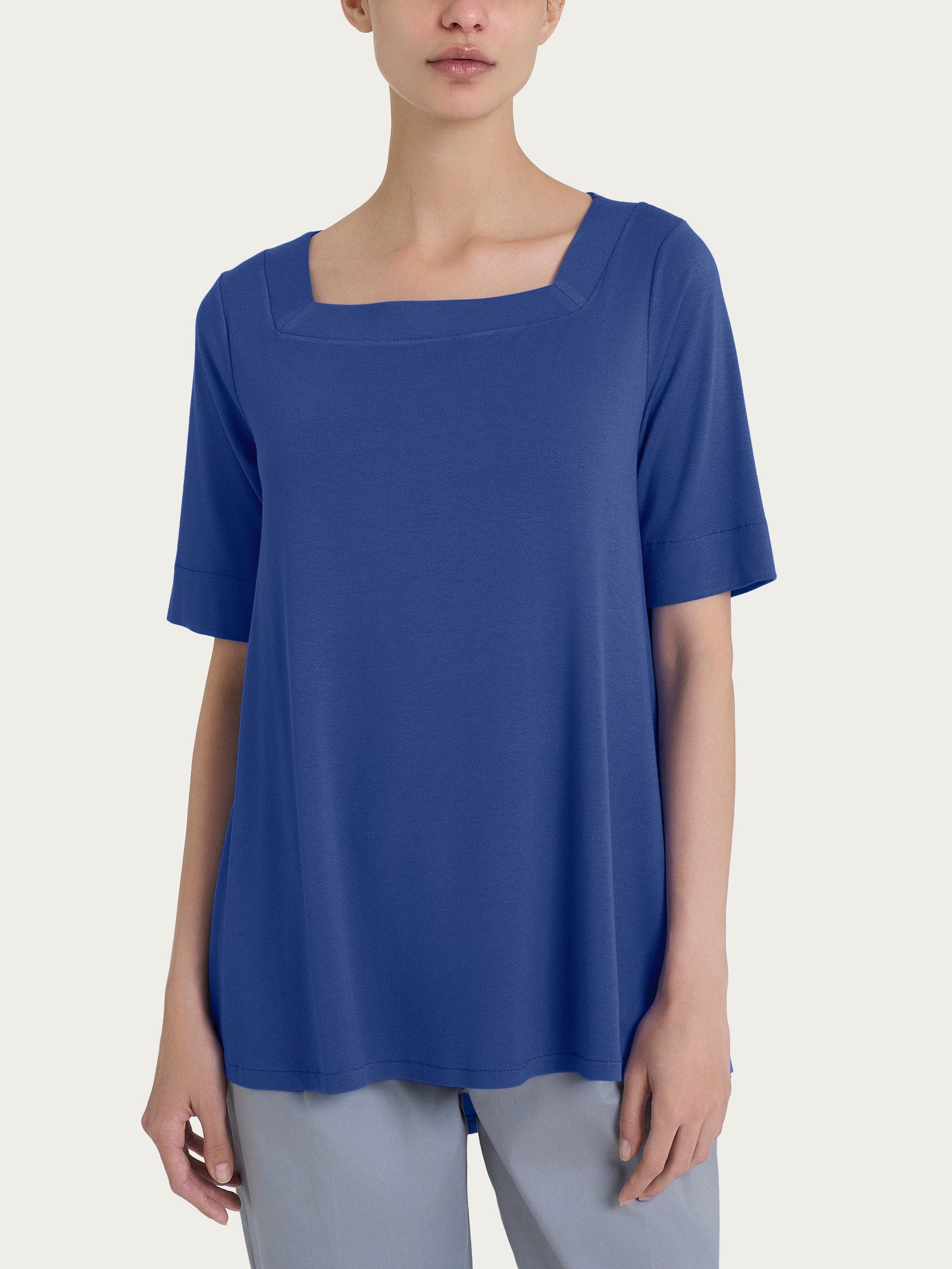 Maglietta con manica 3/4 in jersey di viscosa crêpe Blu Donna - Ragno