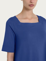 Maglietta con manica 3/4 in jersey di viscosa crêpe Blu Donna - Ragno