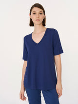 T-Shirt con Scollo a V in misto viscosa -  - Ragno