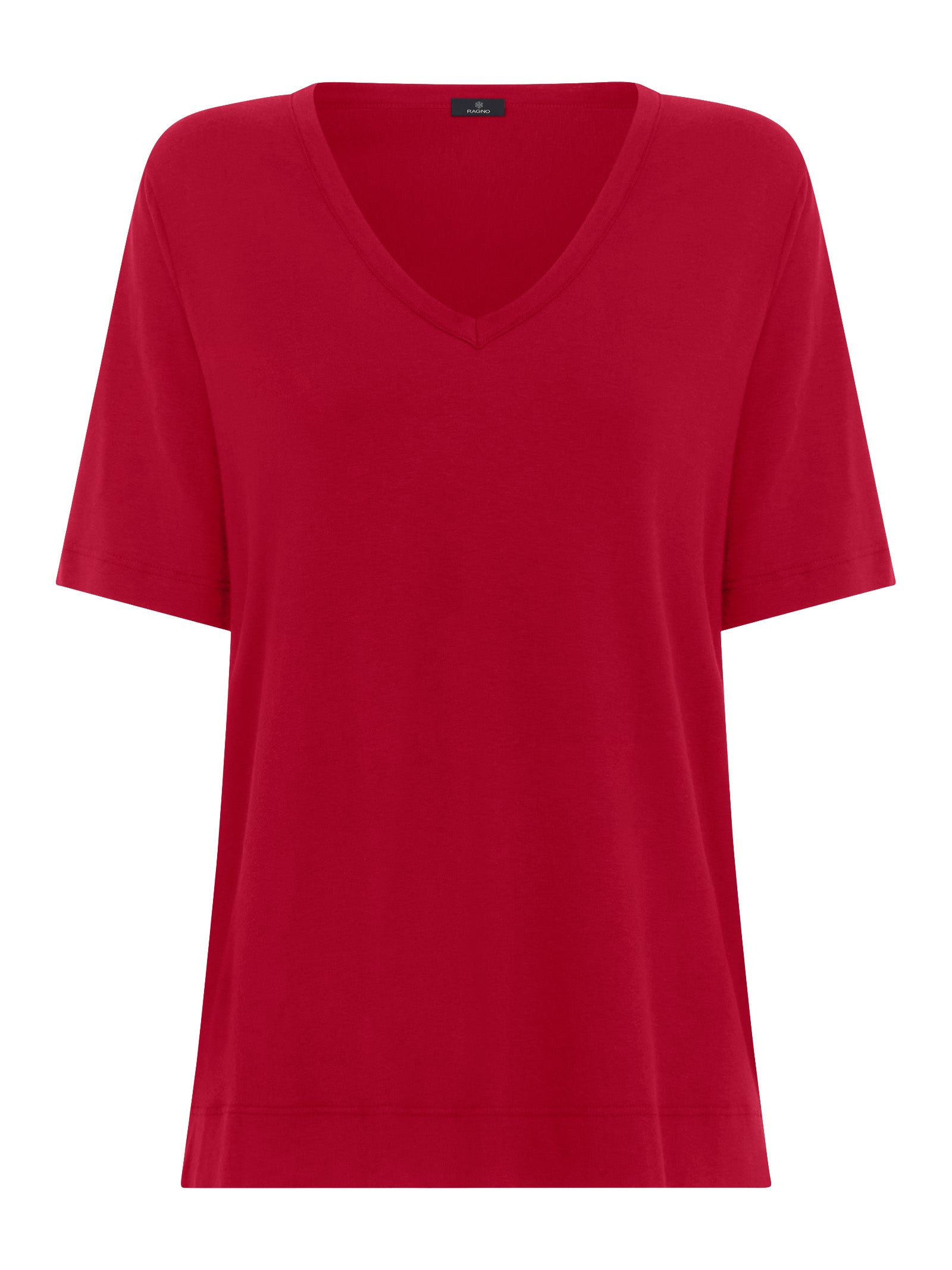 T-Shirt con Scollo a V in misto viscosa -  - Ragno