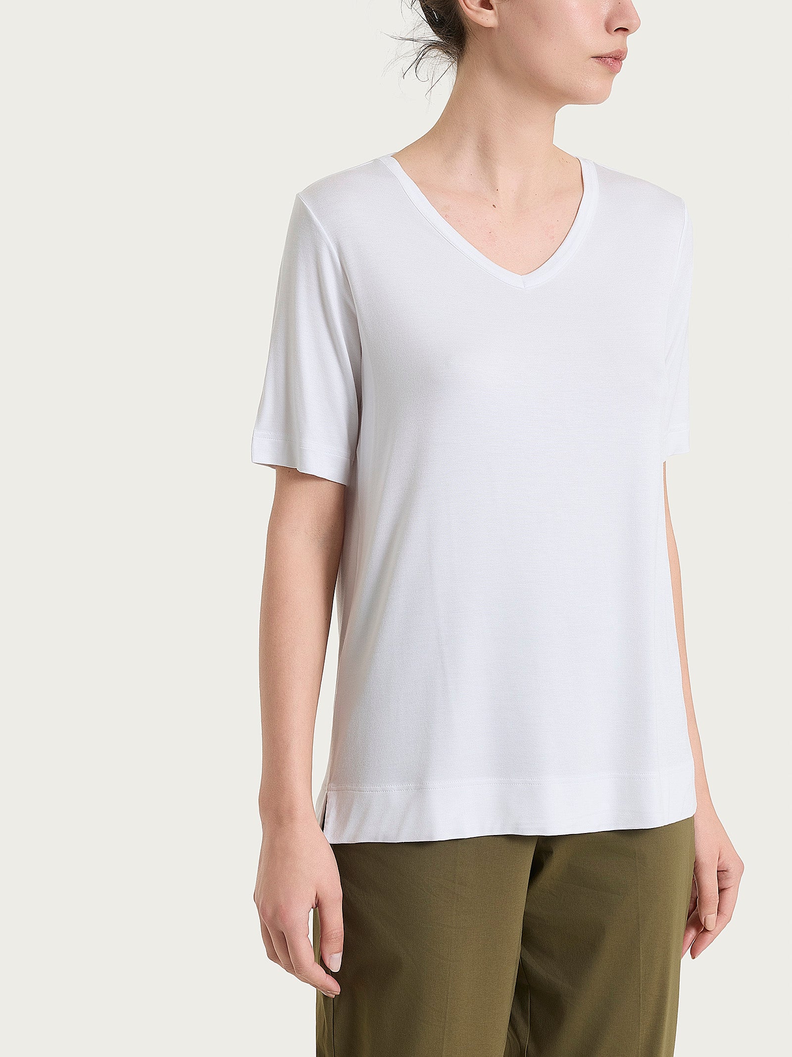 Maglietta con scollo a V in Viscosa Summer Bianchi Donna - Ragno