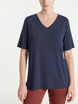 Maglietta con scollo a V in Viscosa Summer Blu Donna - Ragno