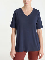 Maglietta con scollo a V in Viscosa Summer Blu Donna - Ragno
