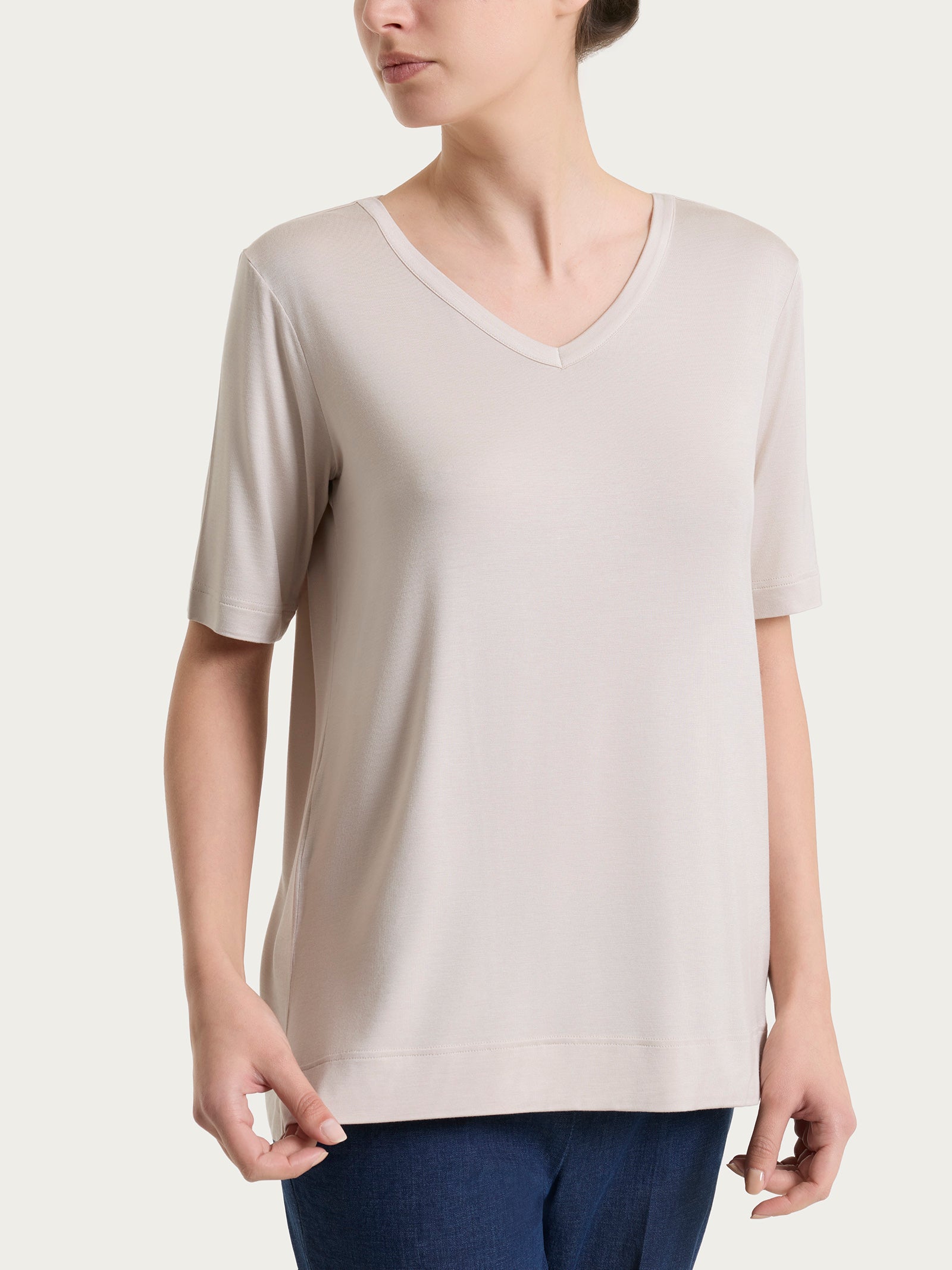 Maglietta con scollo a V in Viscosa Summer Bianchi Donna - Ragno