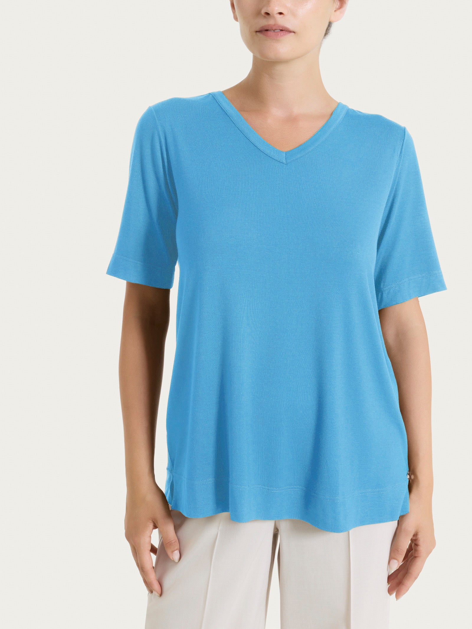Maglietta con scollo a V in Viscosa Summer Azzurri Donna - Ragno