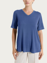 Summer V-neck Viscose Summer Blue Women's T-Shirt - Ragno