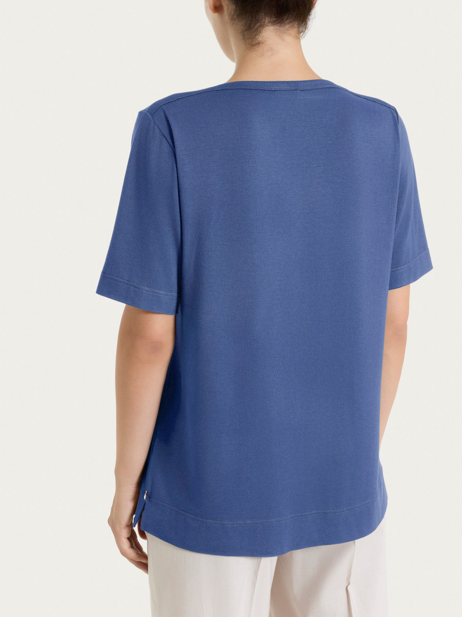 Summer V-neck Viscose Summer Blue Women's T-Shirt - Ragno