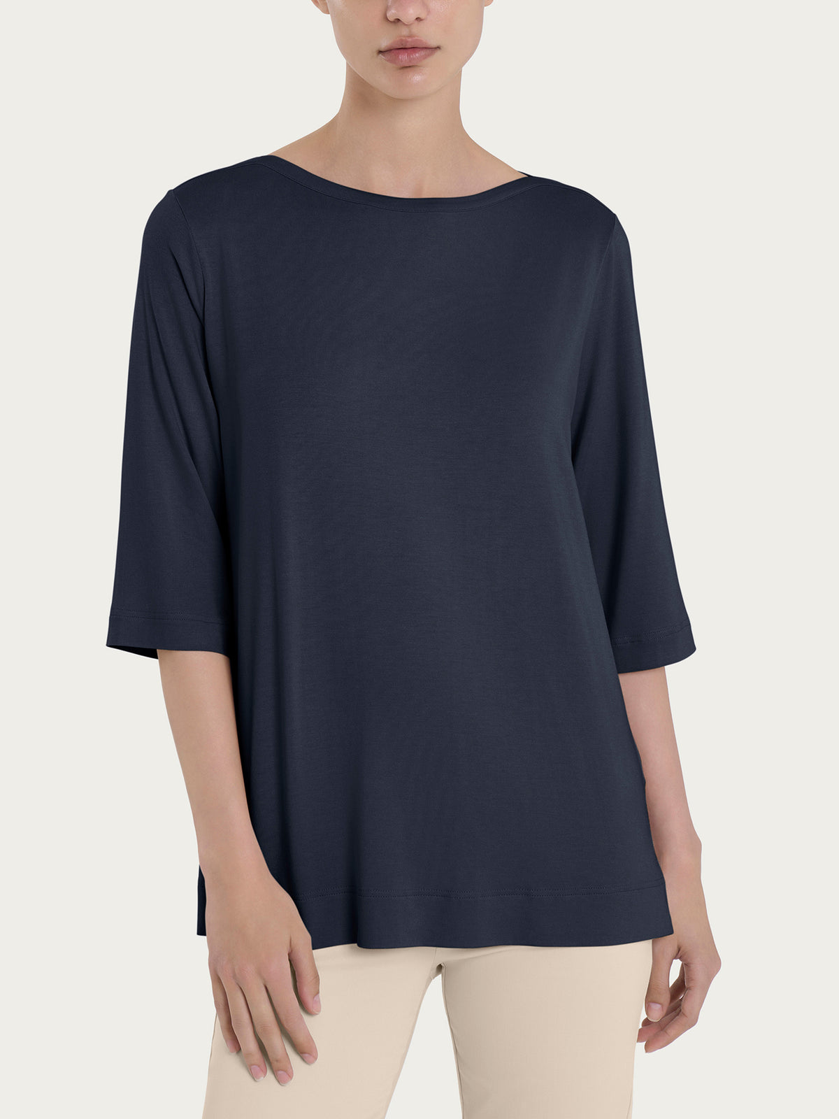 Maglietta con manica 3/4 in misto viscosa Blu Donna - Ragno