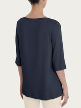 Maglietta con manica 3/4 in misto viscosa Blu Donna - Ragno