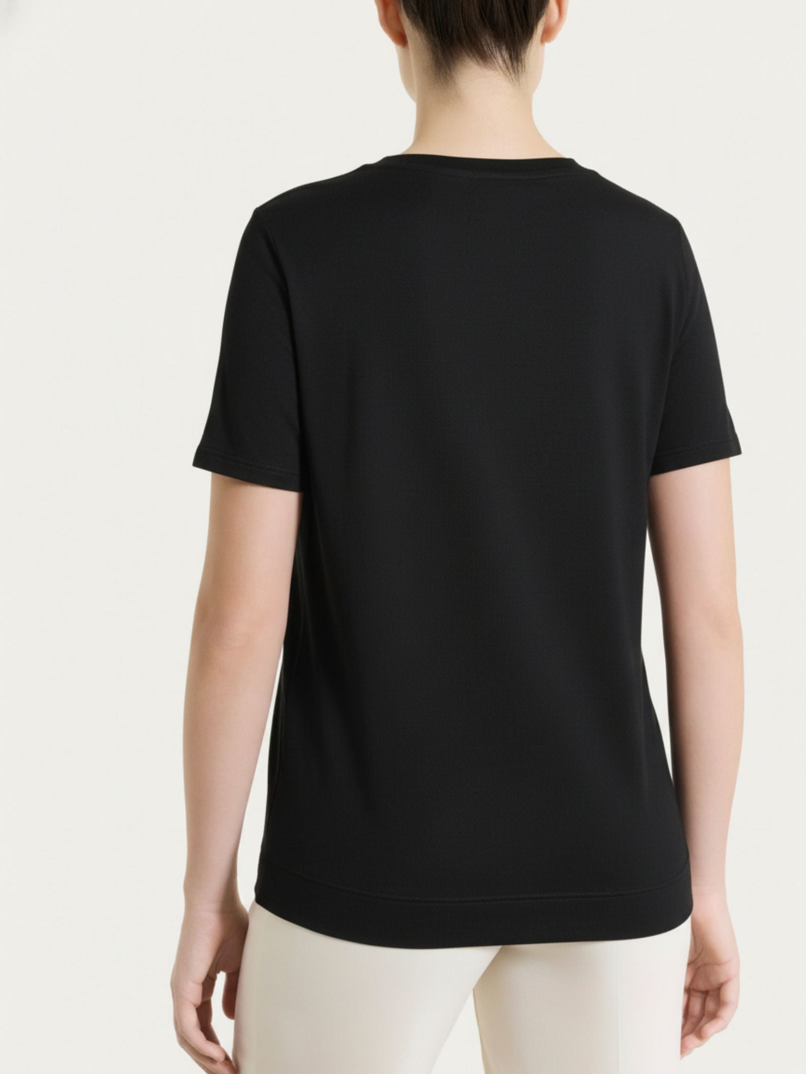 Maglietta tinta unita con manica corta in Ultralight Neri Donna - Ragno