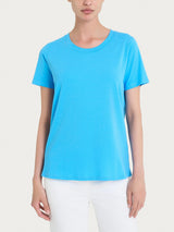 Maglietta tinta unita con manica corta in Ultralight Azzurri Donna - Ragno