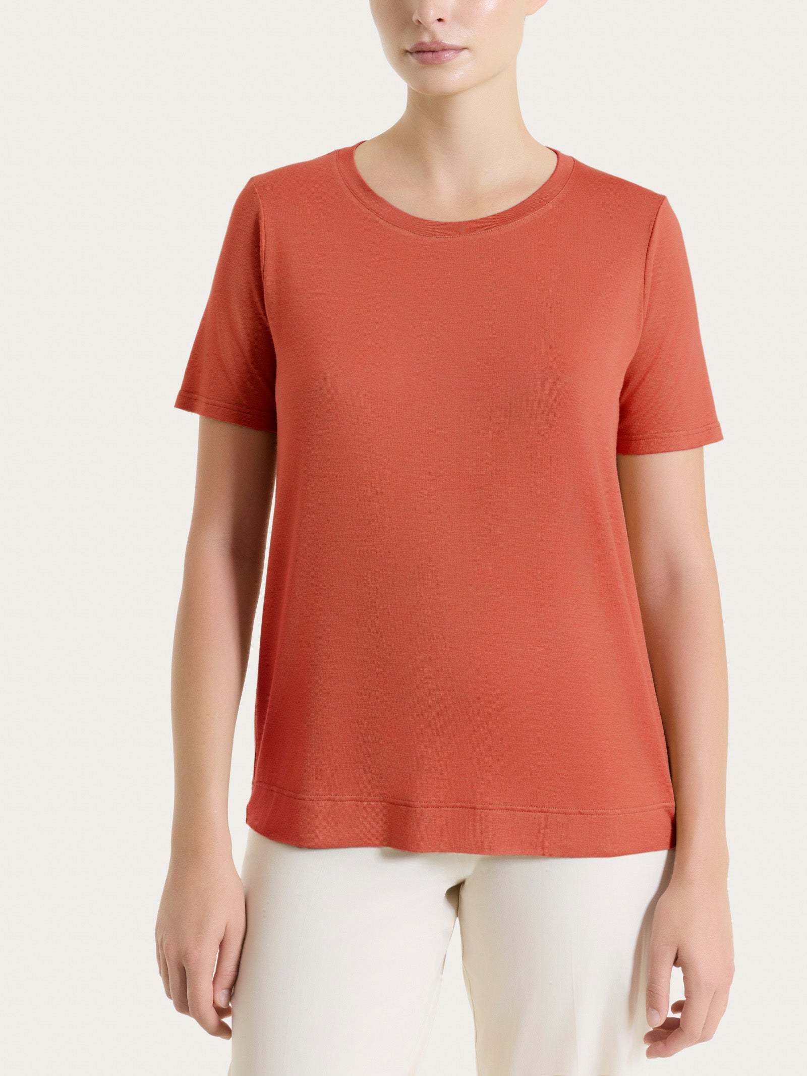 Maglietta tinta unita con manica corta in Ultralight Rossi Donna - Ragno