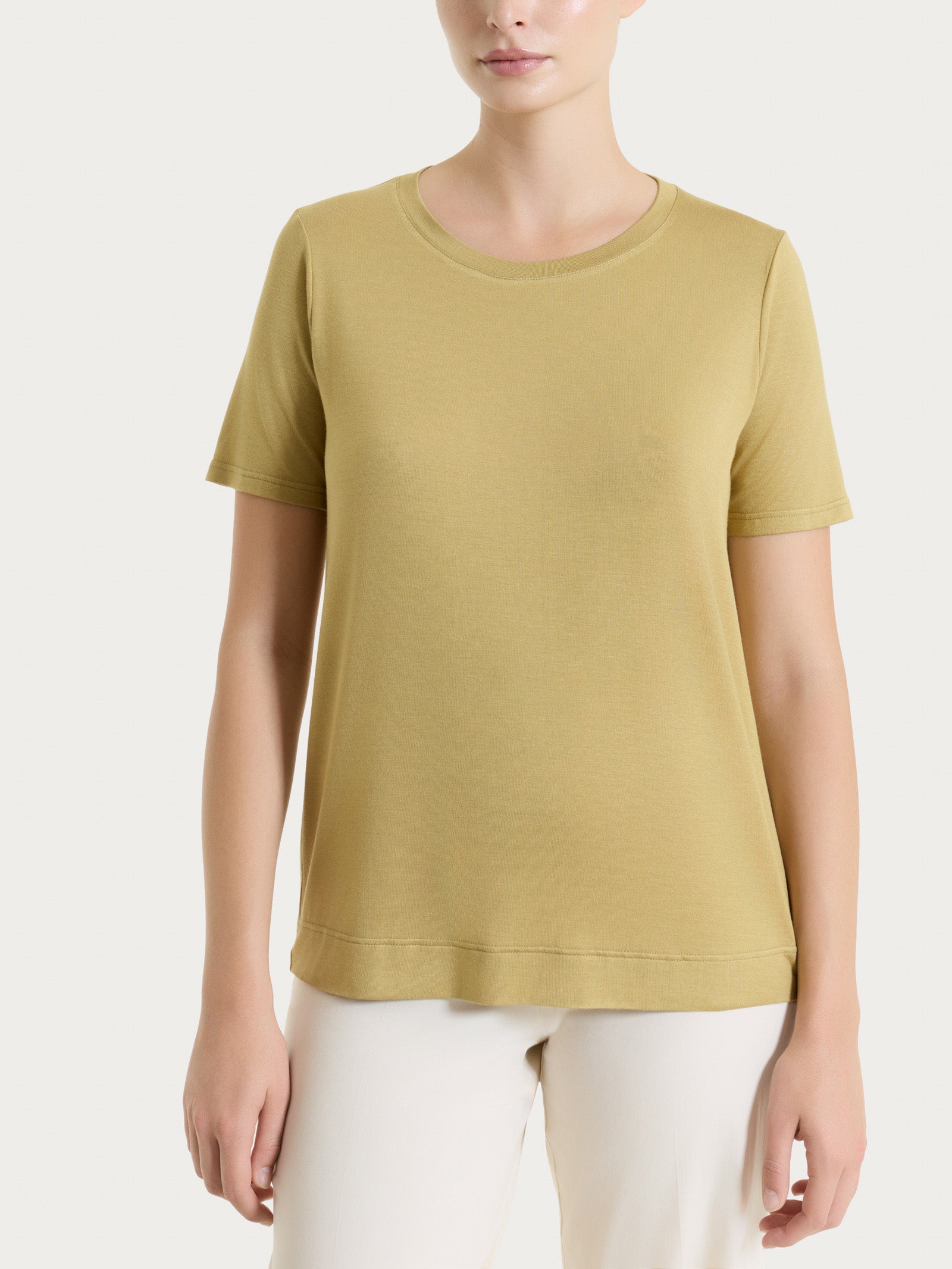 Maglietta tinta unita con manica corta in Ultralight Verdi Donna - Ragno