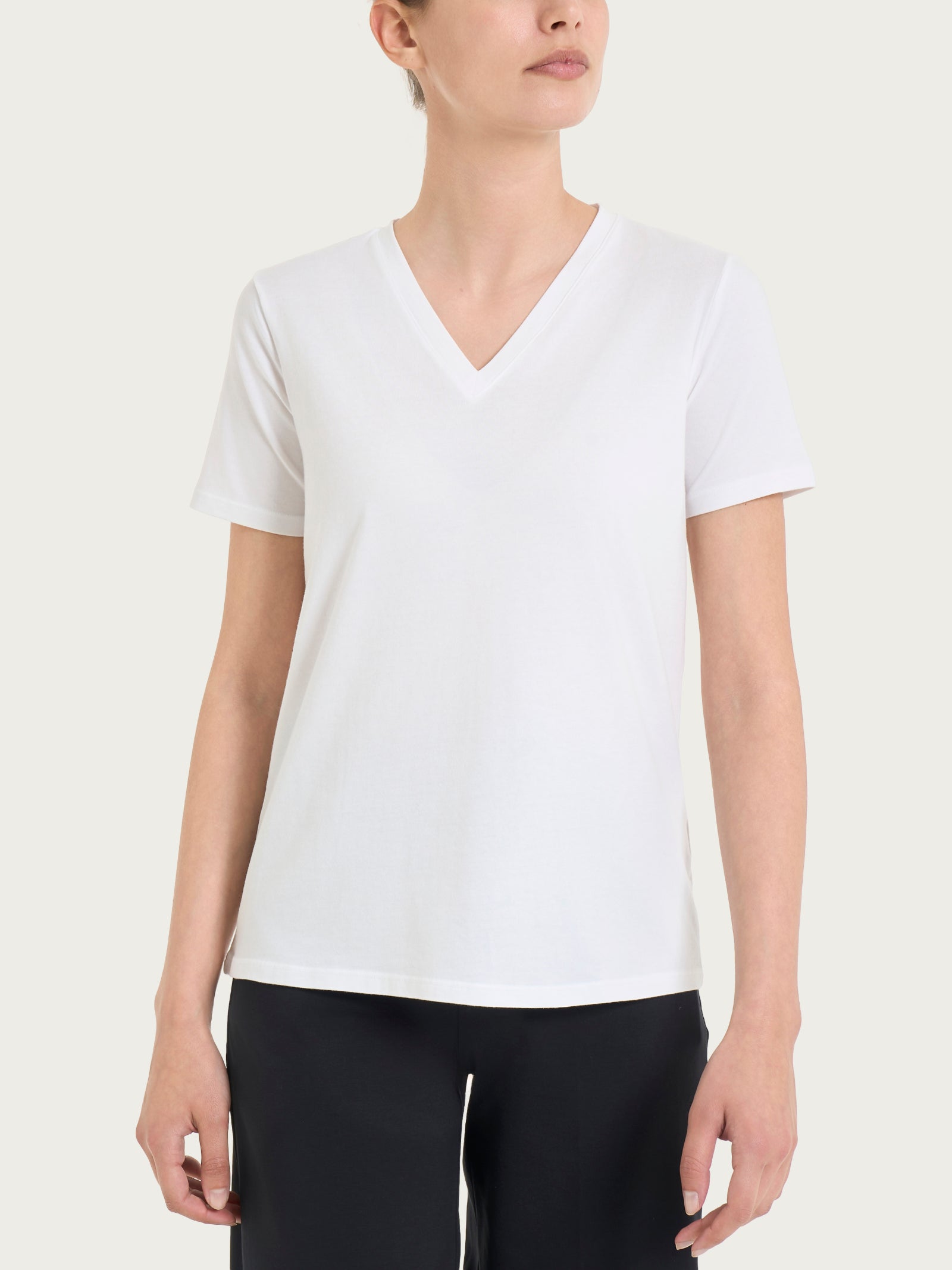 Maglietta con Scollo a V in Ultralight Bianchi Donna - Ragno