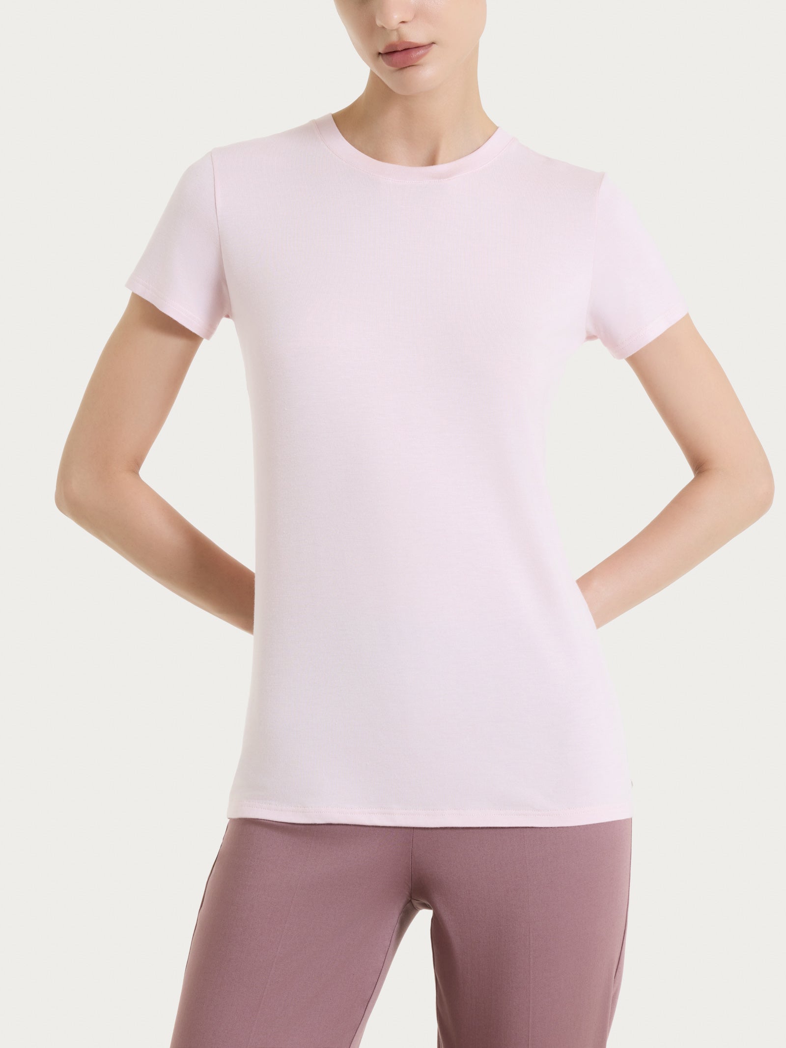 Maglietta girocollo chiuso in Ultralight Rosa Donna - Ragno