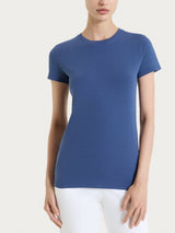 Maglietta girocollo chiuso in Ultralight Blu Donna - Ragno