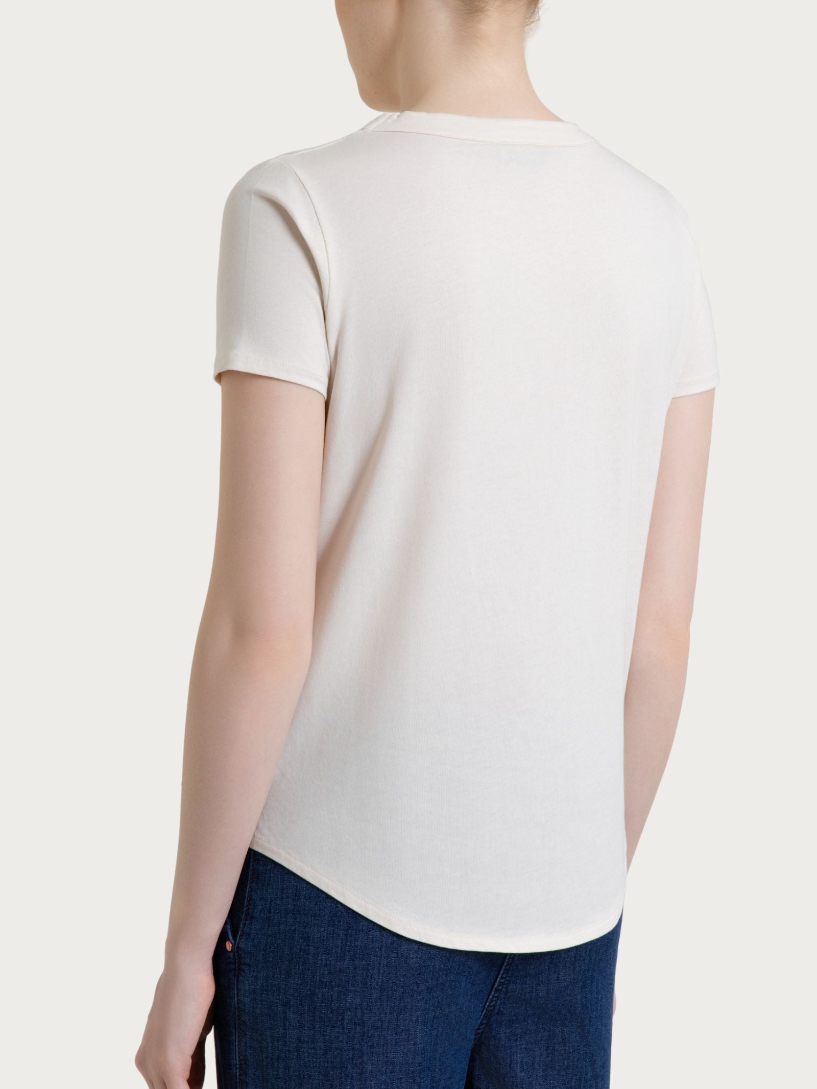 Maglietta tinta unita con scollo a V in Ultralight Bianchi Donna - Ragno