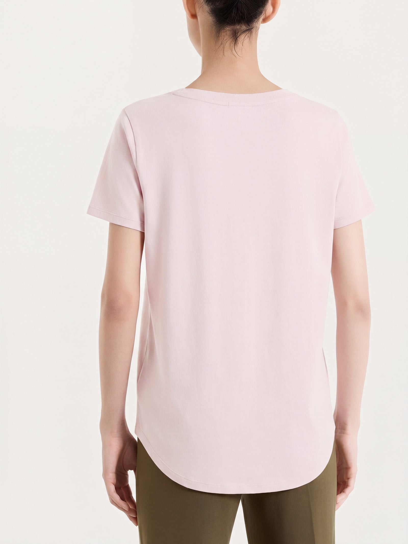 Maglietta tinta unita con scollo a V in Ultralight Rosa Donna - Ragno