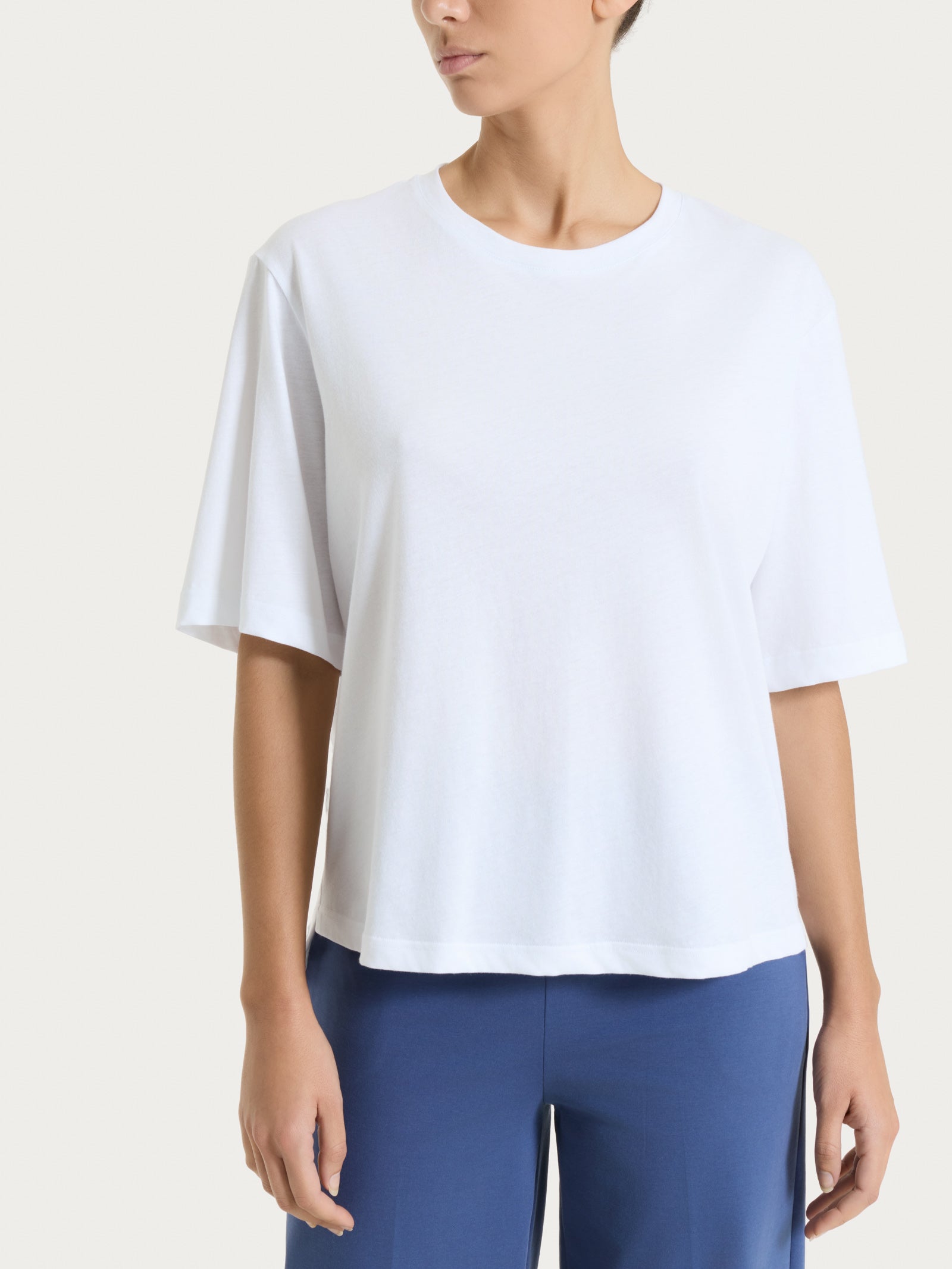 Maglietta boxy tinta unita in Ultralight Bianchi Donna - Ragno