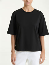 Maglietta boxy tinta unita in Ultralight Neri Donna - Ragno