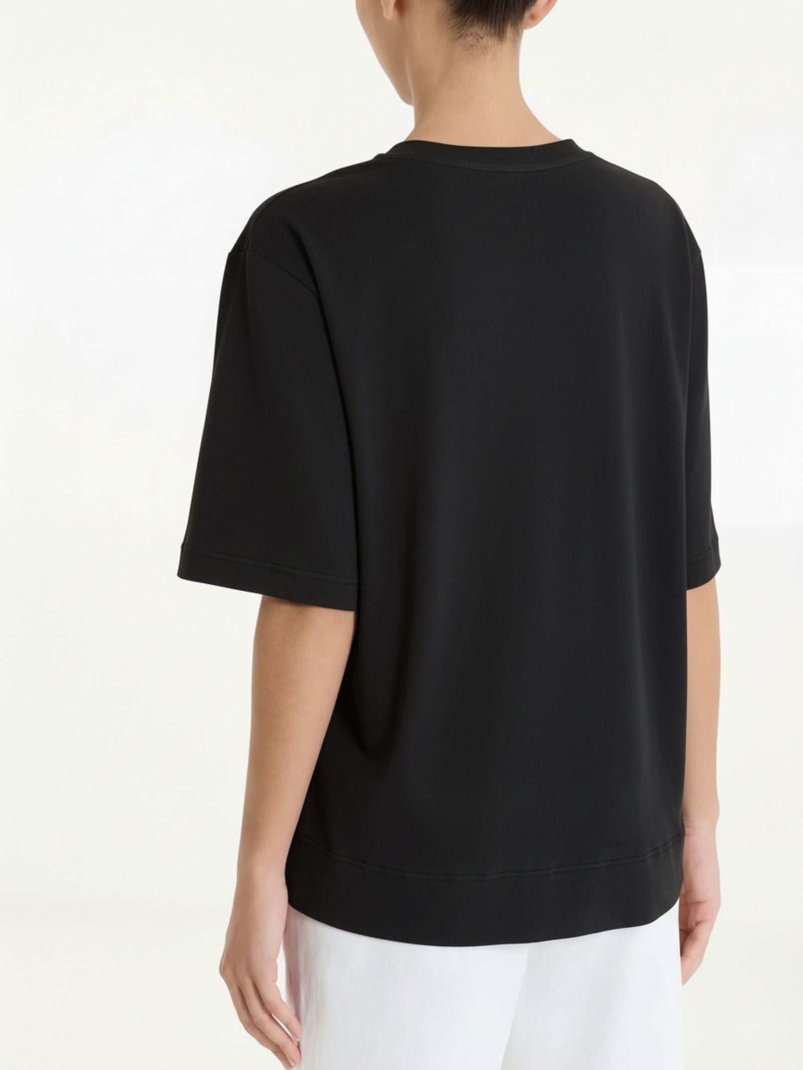 Maglietta boxy tinta unita in Ultralight Neri Donna - Ragno