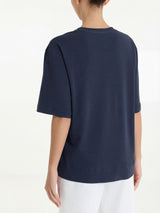 Maglietta boxy tinta unita in Ultralight Blu Donna - Ragno