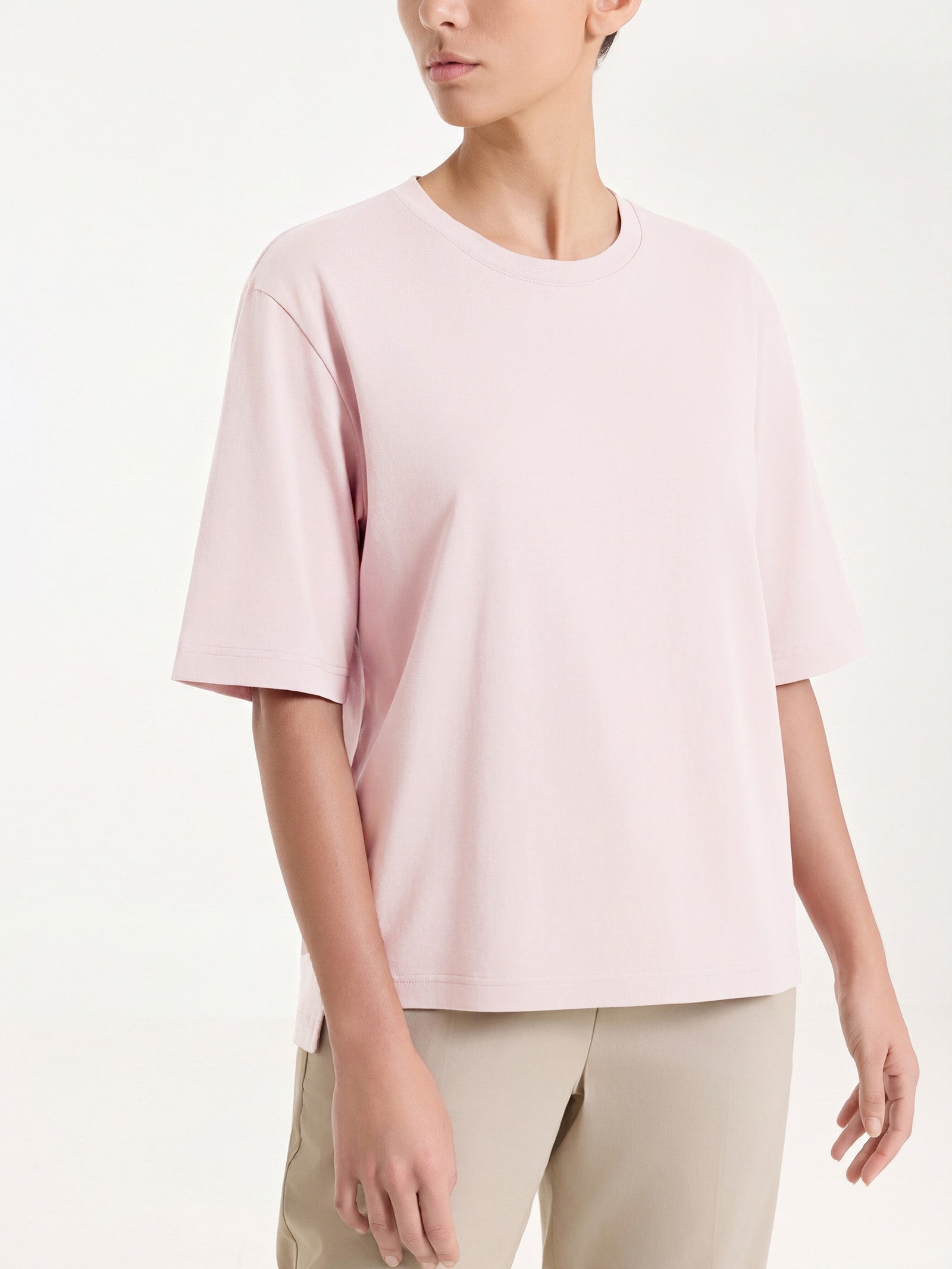 Maglietta boxy tinta unita in Ultralight Rosa Donna - Ragno