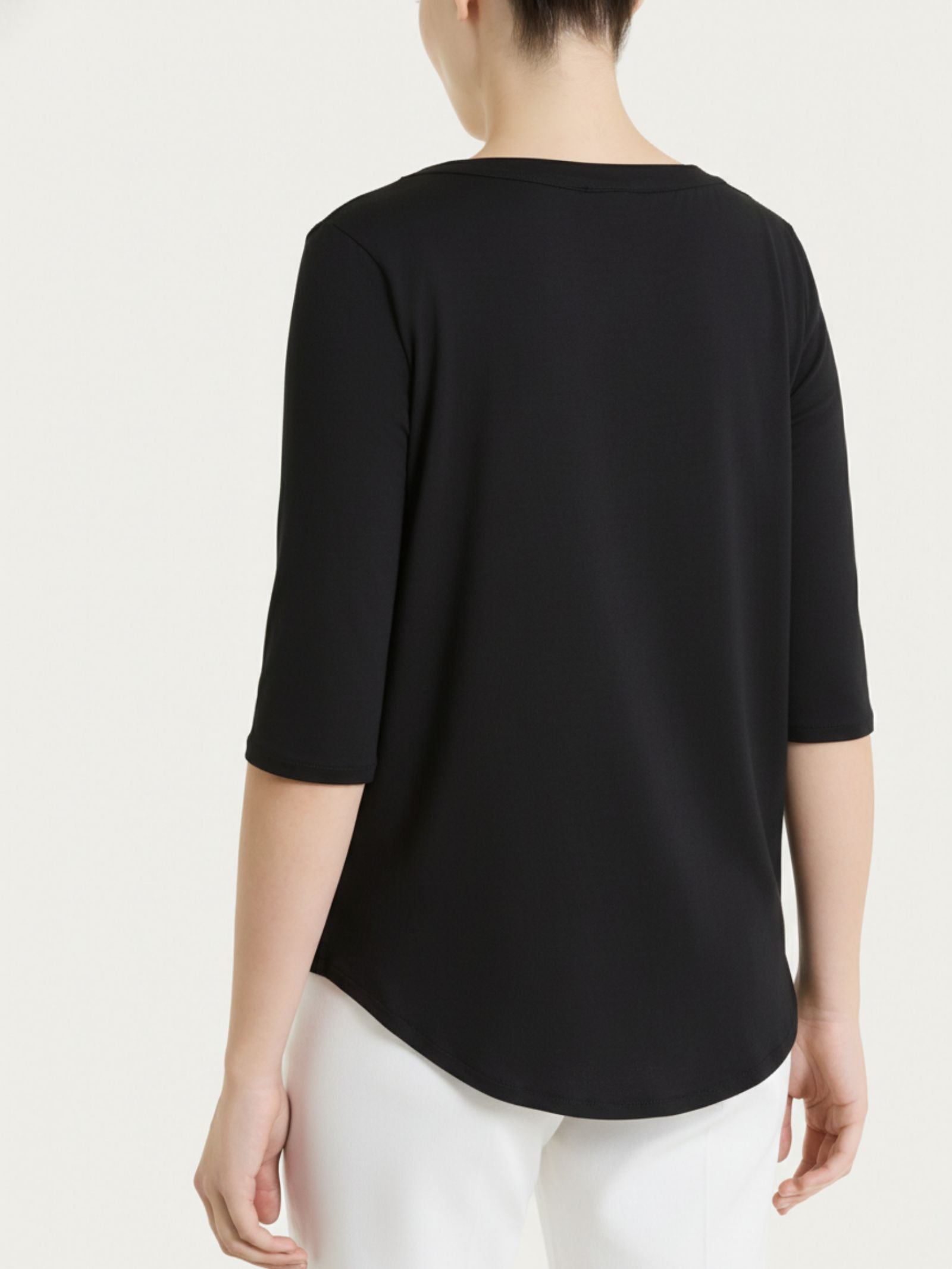 Maglietta tinta unita con manica 3/4 in Ultralight Neri Donna - Ragno