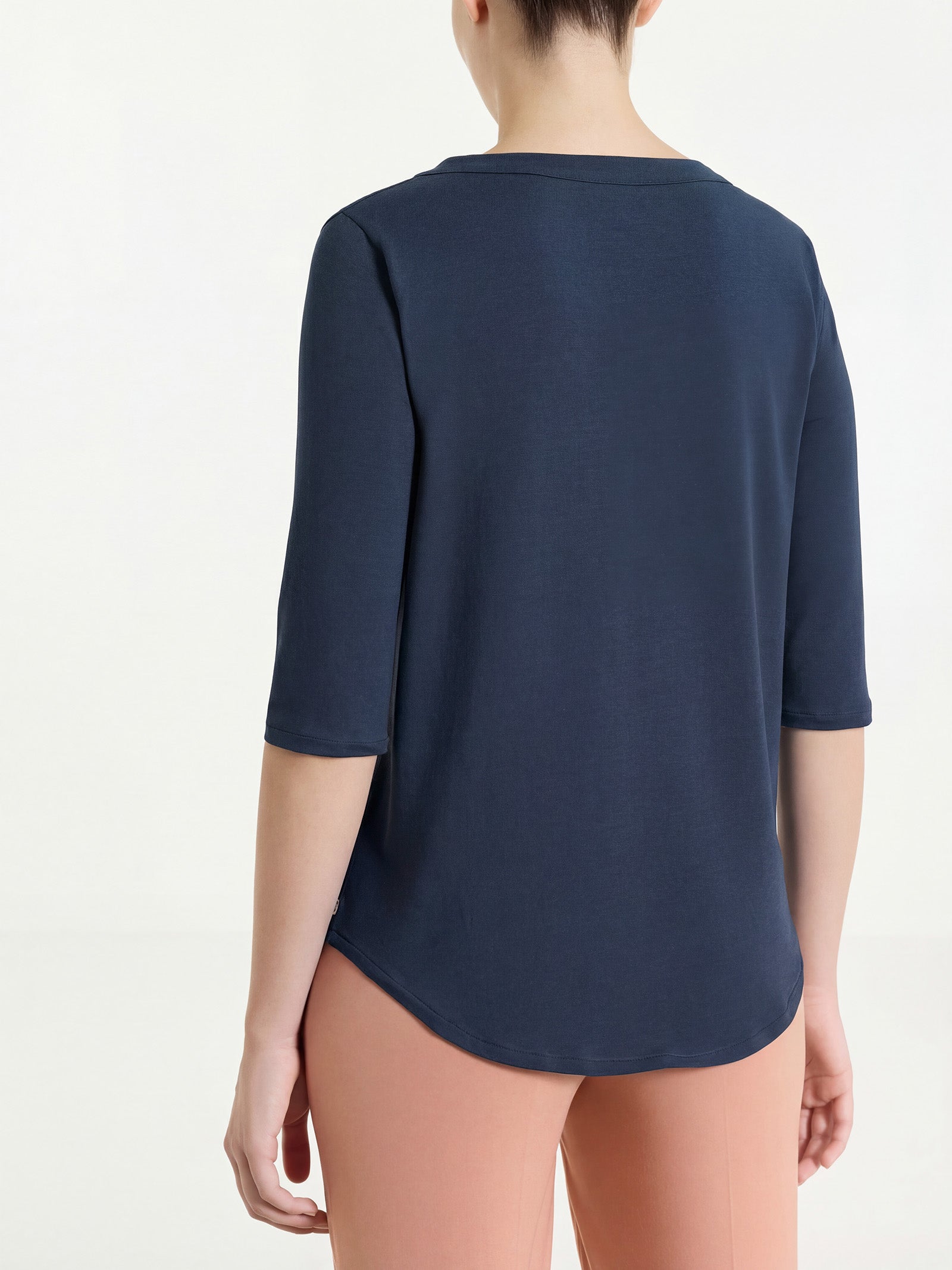 Maglietta tinta unita con manica 3/4 in Ultralight Blu Donna - Ragno