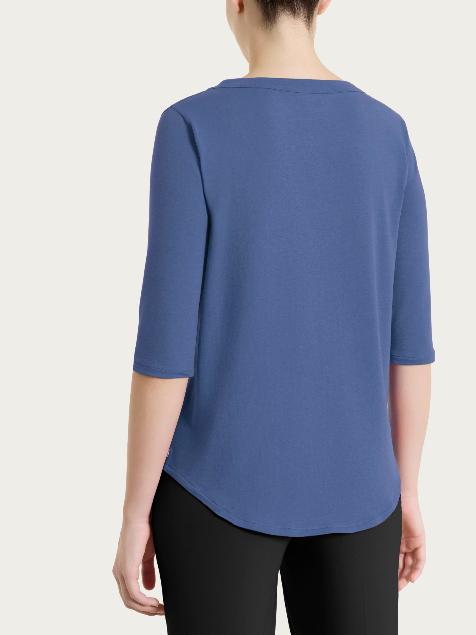 Maglietta tinta unita con manica 3/4 in Ultralight Blu Donna - Ragno