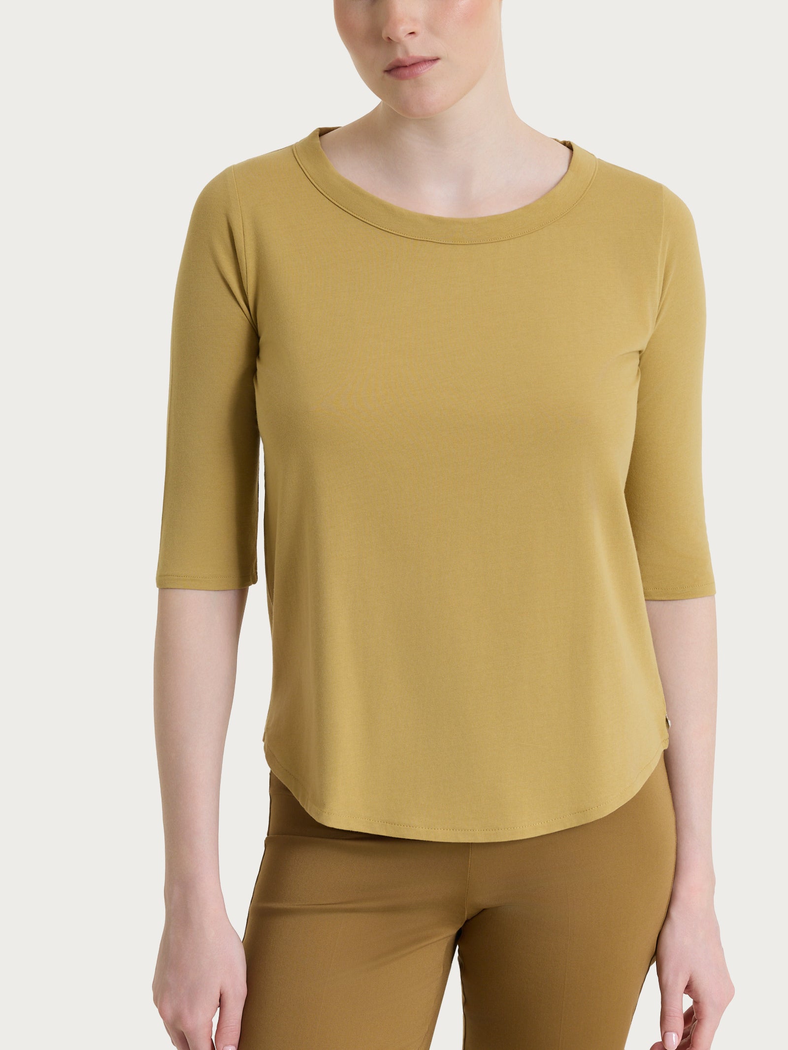 Maglietta tinta unita con manica 3/4 in Ultralight Verdi Donna - Ragno