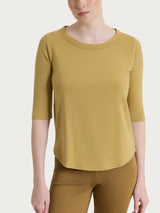 Maglietta tinta unita con manica 3/4 in Ultralight Verdi Donna - Ragno