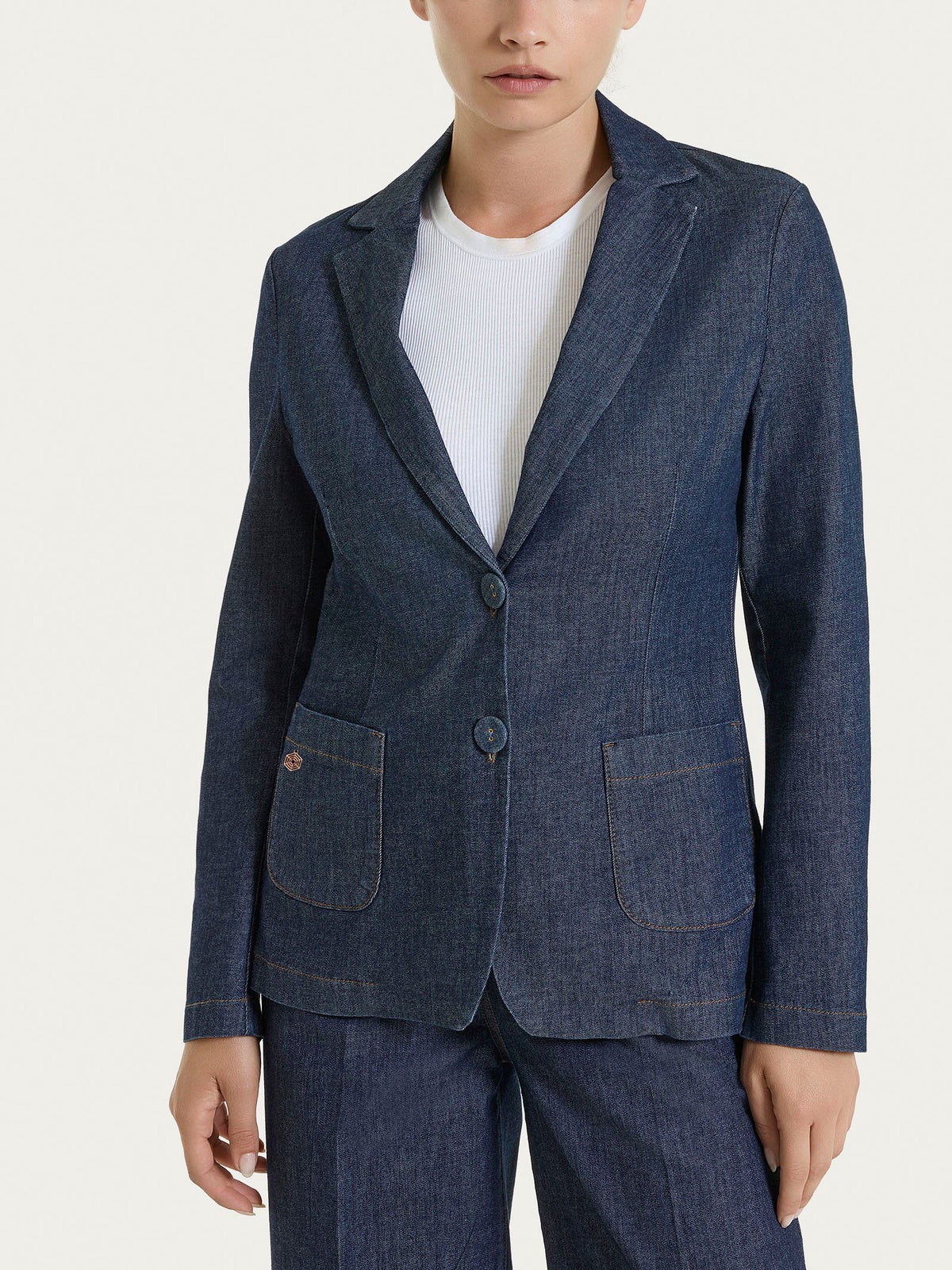 Blazer due bottoni in Light Denim Viola Donna - Ragno