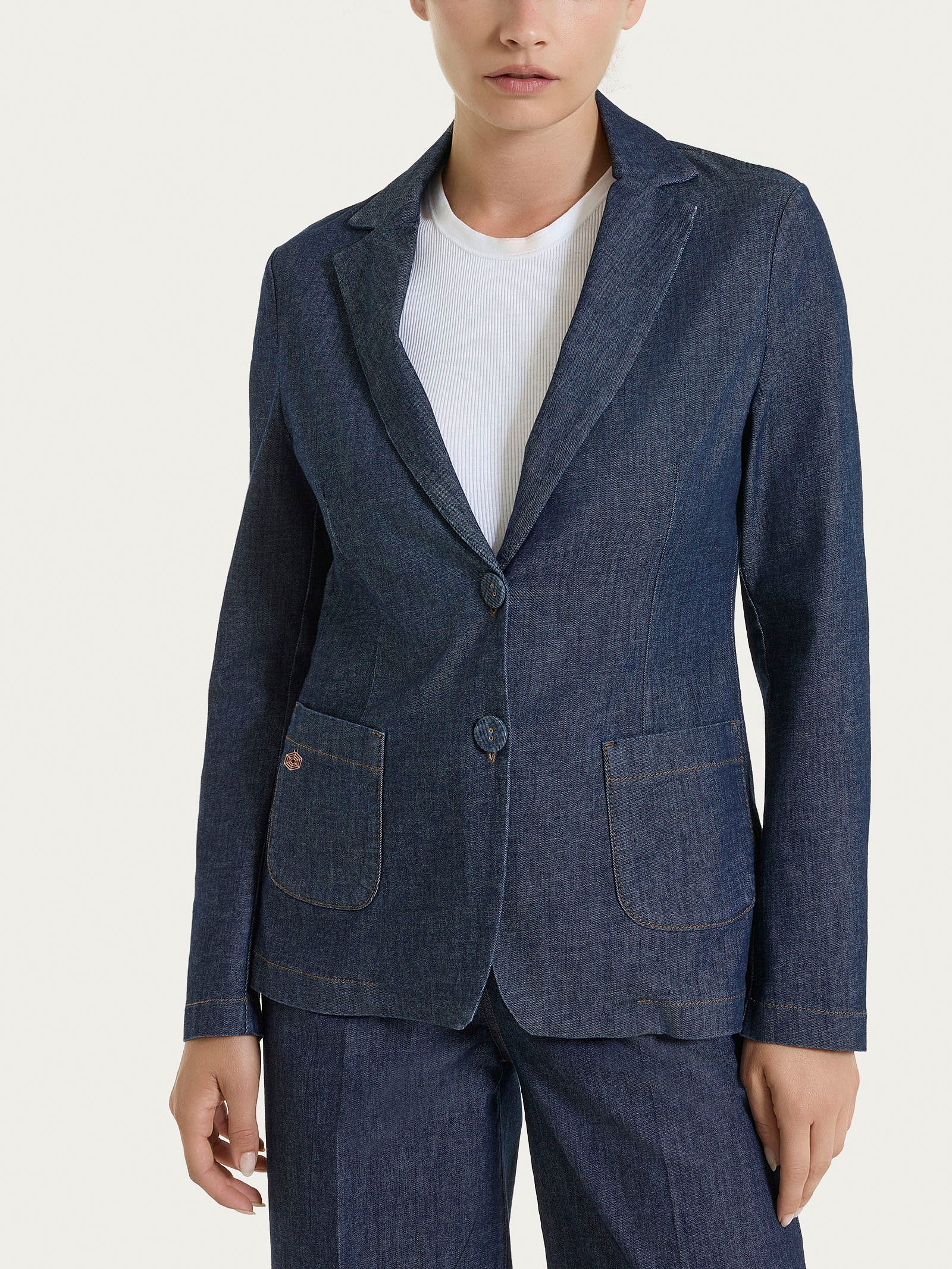Blazer due bottoni in Light Denim Viola Donna - Ragno