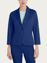 Blazer corto con 1 bottone e manica 3/4 in Satin Power Blu Donna - Ragno